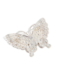 Silver Purple Diamante Butterfly Brooch - link has visual effect only