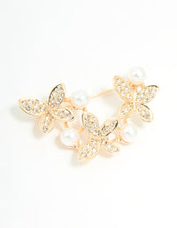 Gold Diamante Butterfly Trio Brooch - link has visual effect only