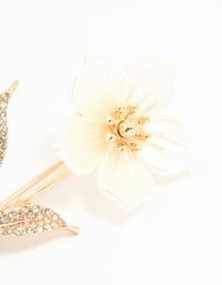 Gold Beaded Centre & Diamante Flower Brooch - link has visual effect only