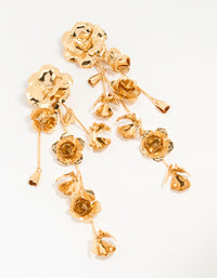 Gold Floral Large Drop Earrings - link has visual effect only