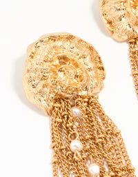 Gold Pearl Chain Drop Earrings - link has visual effect only