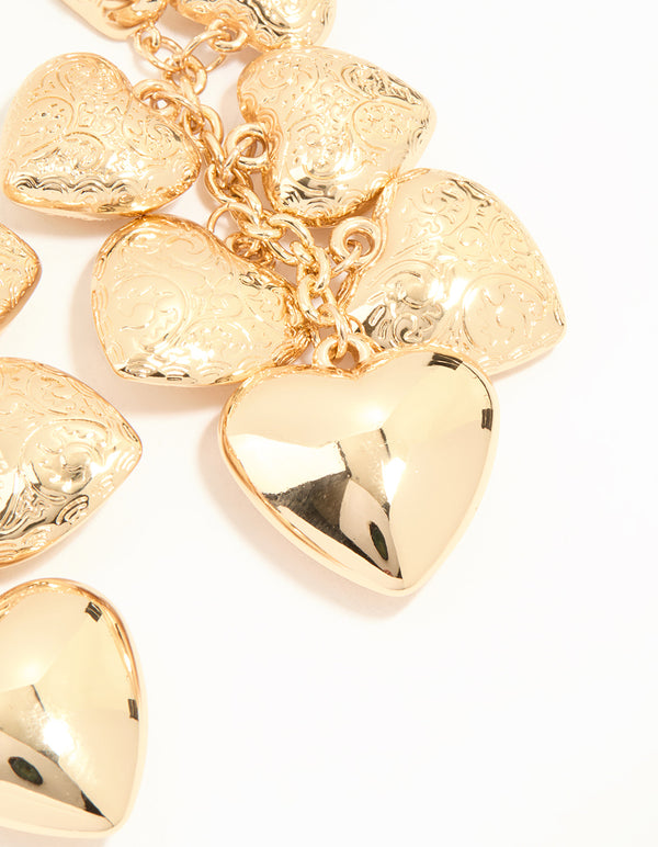 Gold Hearts Drop Earrings