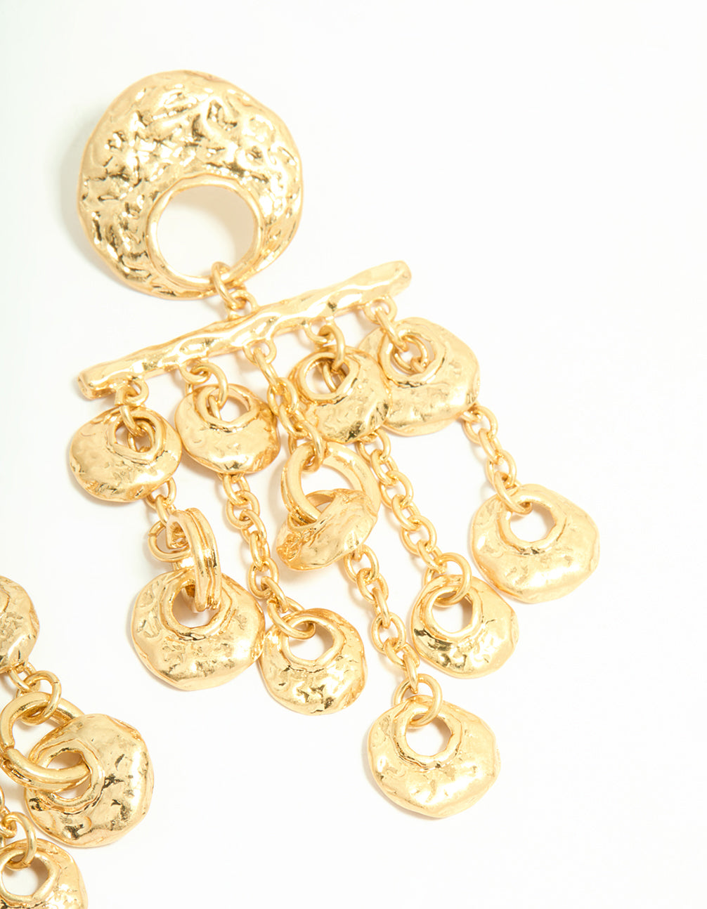 Worn Gold Large Disc Drop Earrings