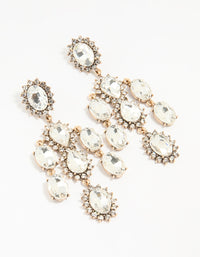 Rose Gold Diamante Chandelier Drop Earrings - link has visual effect only