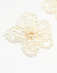 Gold Pearl Floral Stud Earrings - link has visual effect only