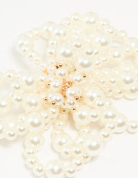 Gold Pearl Floral Stud Earrings - link has visual effect only