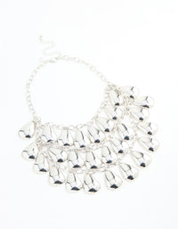 Silver Molten Teardrop Charm Layered Necklace - link has visual effect only