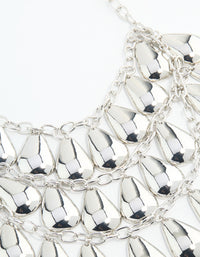 Silver Molten Teardrop Charm Layered Necklace - link has visual effect only