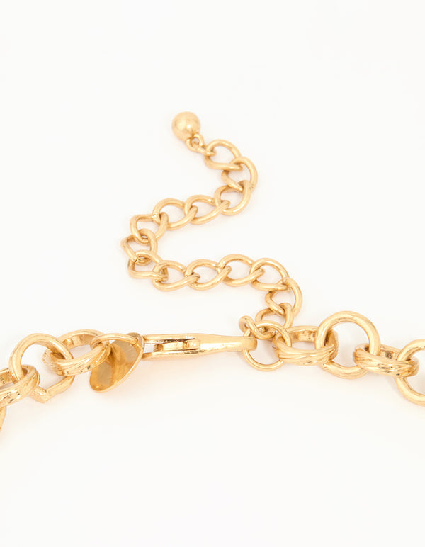 Gold Fringe Disc Statement Necklace