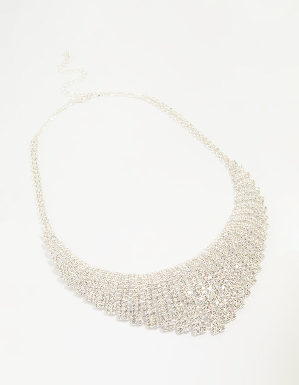 Silver Diamante Collar Statement Necklace