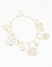 Mixed Metal Textured Charm Necklace - link has visual effect only