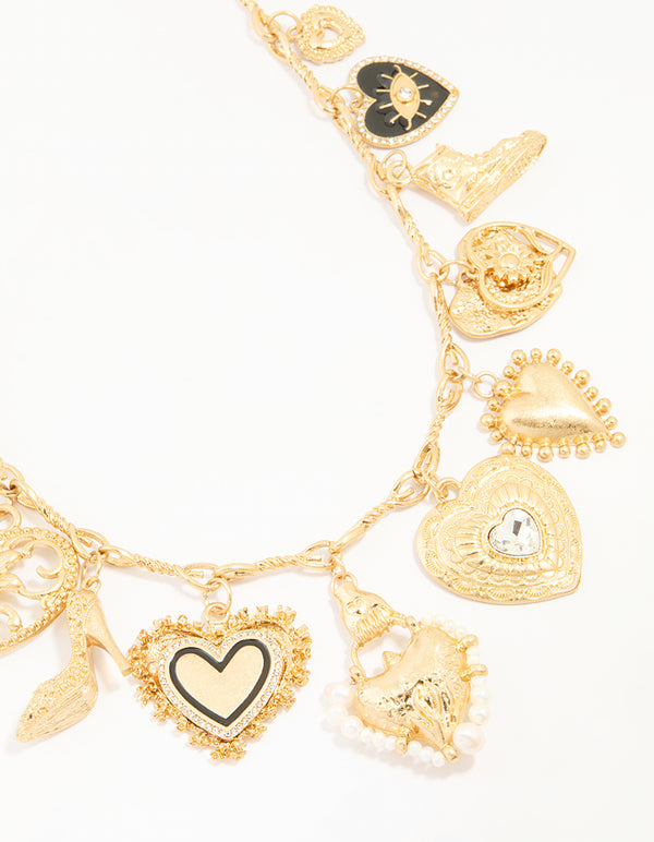 Gold Heart Charm Necklace