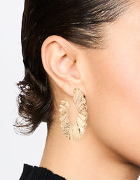 Gold Flat Crinkle Hoop Earrings - link has visual effect only