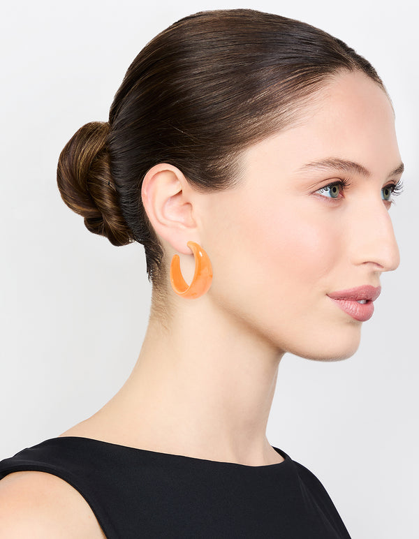 Orange Acrylic Chunky Medium Hoop Earrings