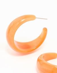 Orange Acrylic Chunky Medium Hoop Earrings - link has visual effect only