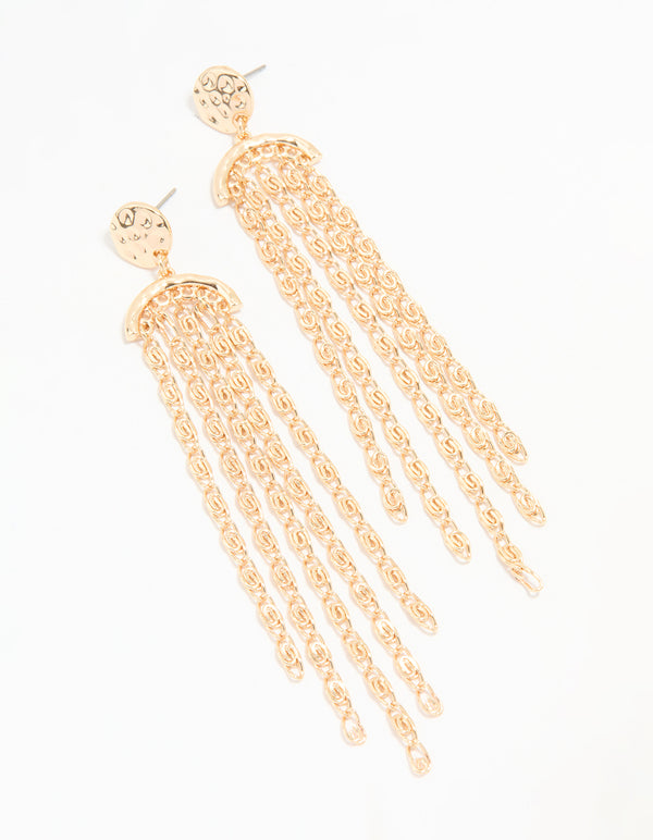 Gold Molten Chain Drop Earrings