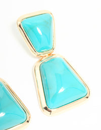 Gold Blue Stone Statement Drop Earrings - link has visual effect only