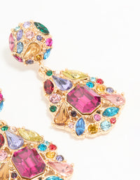 Gold Multicoloured Diamante Teardrop Drop Earrings - link has visual effect only