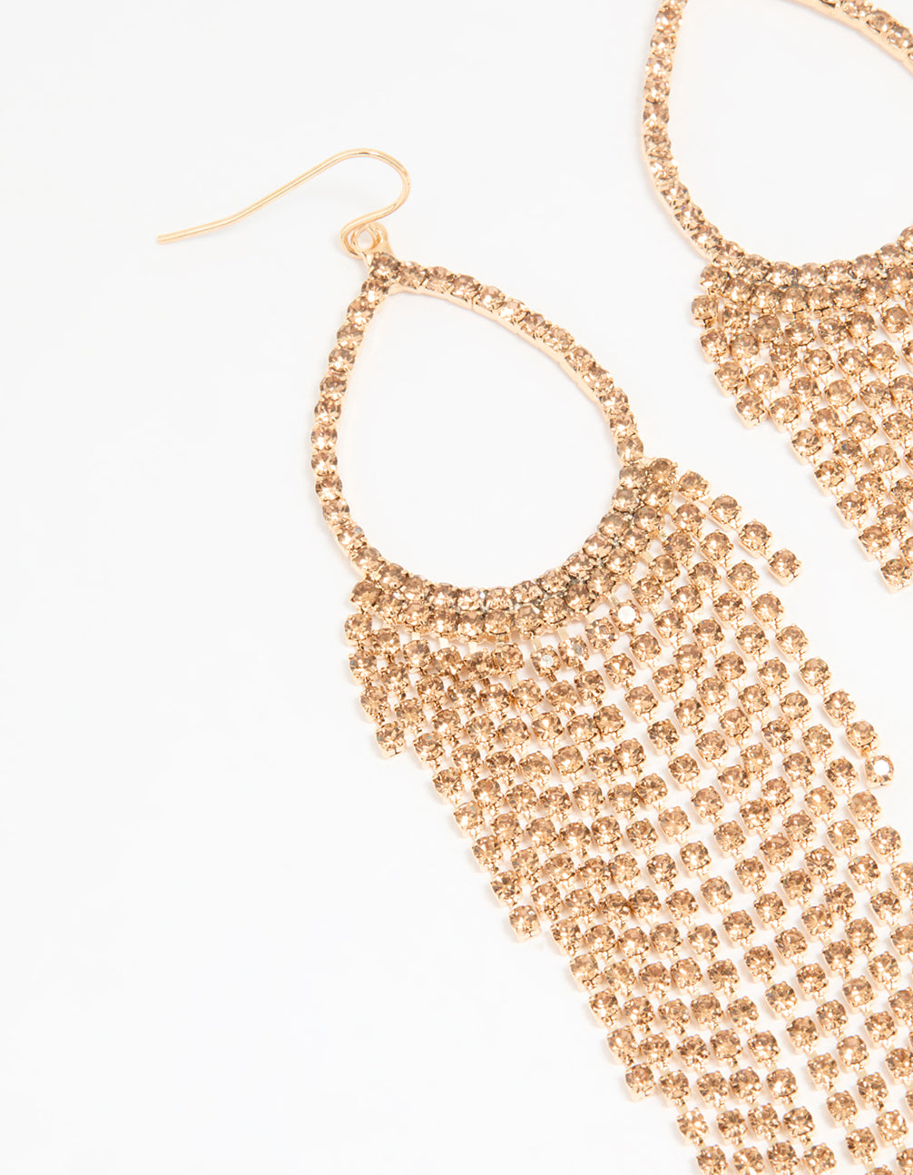 Gold Cupchain Fringe Drop Earrings