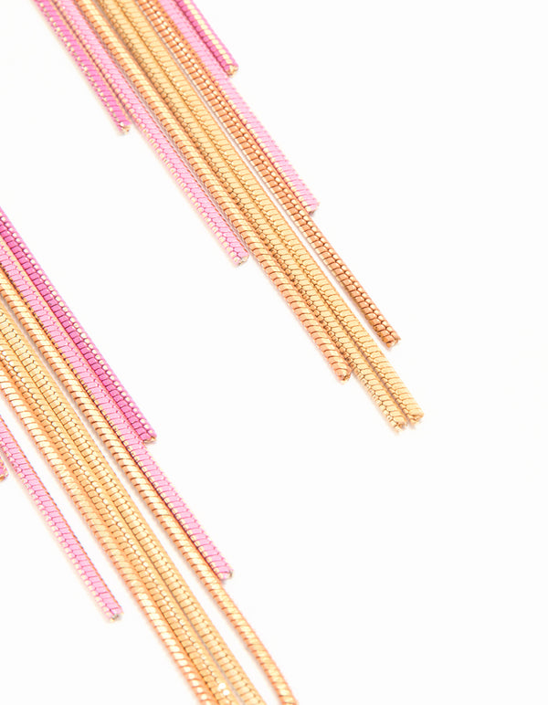 Gold Pink Cupchain Drop Earrings