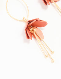 Gold Red Mini Flower Drop Earrings - link has visual effect only