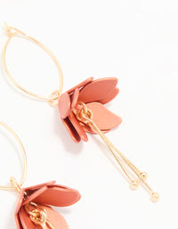 Gold Red Mini Flower Drop Earrings - link has visual effect only