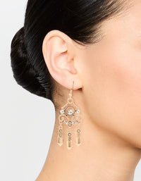 Antique Gold Diamante Hook Earrings - link has visual effect only