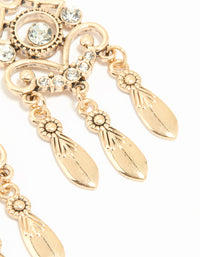 Antique Gold Diamante Hook Earrings - link has visual effect only