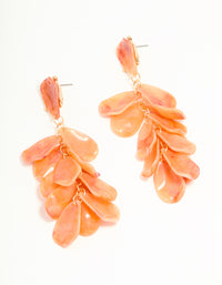 Orange Acrylic Petal Cluster Drop Earrings - link has visual effect only