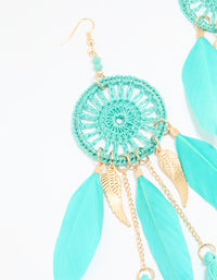 Blue Feather Dreamcatcher Drop Earrings - link has visual effect only