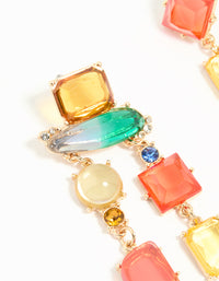 Gold Multicoloured Diamante Mismatched Drop Earrings - link has visual effect only