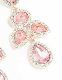 Rose Gold Pink Diamante Opulent Drop Earrings - link has visual effect only