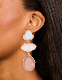 Rose Gold Multicoloured Stone Drop Earrings - link has visual effect only