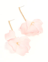 Rose Gold Pink Blooming Flower Drop Earrings - link has visual effect only