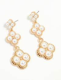 Rose Gold Pearl Flower Drop Earrings - link has visual effect only