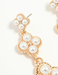 Rose Gold Pearl Flower Drop Earrings - link has visual effect only
