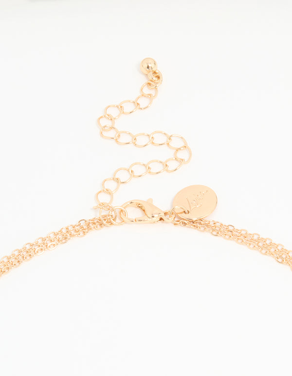 Rose Gold Beaded Dainty Layered Necklace