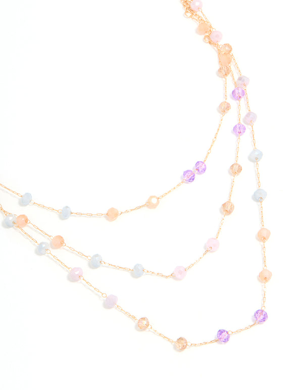 Rose Gold Beaded Dainty Layered Necklace