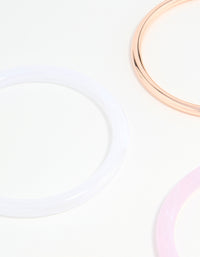 Rose Gold Pink & Cream Tortoiseshell Bangles 5-Pack - link has visual effect only