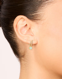 Gold Plated Cubic Zirconia Semi Precious Stone Hoop Earrings - link has visual effect only