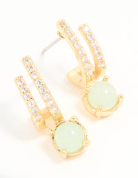 Gold Plated Cubic Zirconia Semi Precious Stone Hoop Earrings - link has visual effect only