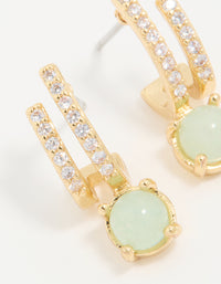 Gold Plated Cubic Zirconia Semi Precious Stone Hoop Earrings - link has visual effect only