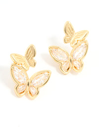 Gold Plated Cubic Zirconia Butterfly Stud Earrings - link has visual effect only