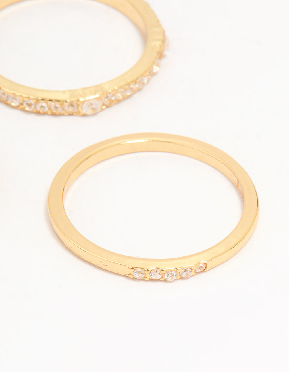 Gold Plated Cubic Zirconia Plain & Heart Stacking Rings 5-Pack