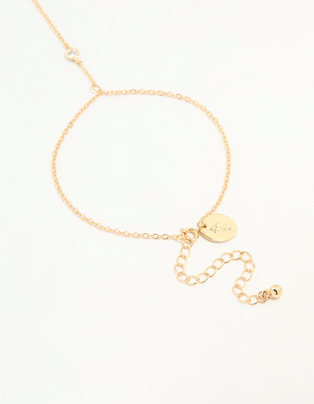 Gold Plated Cubic Zirconia Hand Chain Bracelet