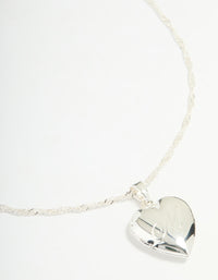 Silver Plated Letter M Heart Locket Necklace - link has visual effect only