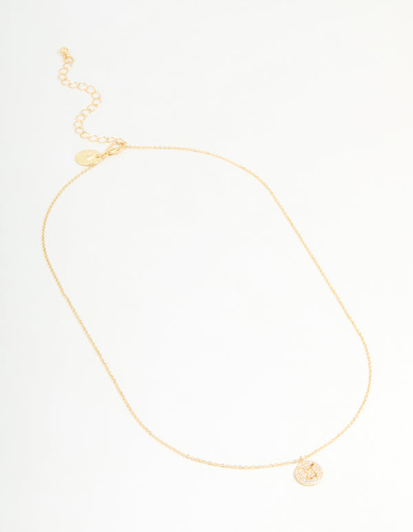 Gold Plated Cubic Zirconia Taurus Circle Necklace
