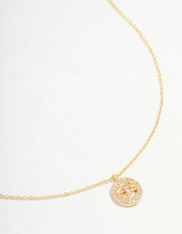 Gold Plated Cubic Zirconia Cancer Circle Necklace - link has visual effect only