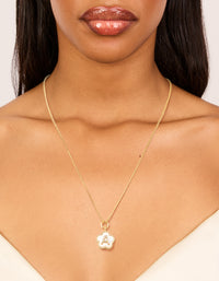 Gold Plated Genuine Shell Letter A Flower Petal Necklace - link has visual effect only