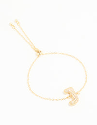 Gold Plated Cubic Zirconia Bubble J Pavé Toggle Bracelet - link has visual effect only